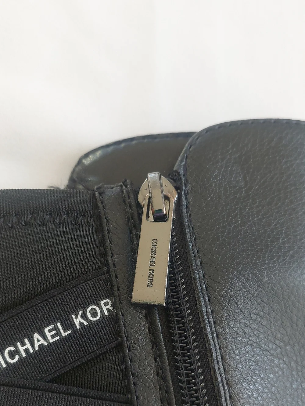 Michael Kors Black Leather Mid-Calf Logo Boots.Size 13